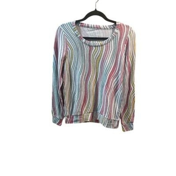 Chaser Women's Multicolor Striped Pullover Sweater Cutout Back Size S - Picture 3 of 6
